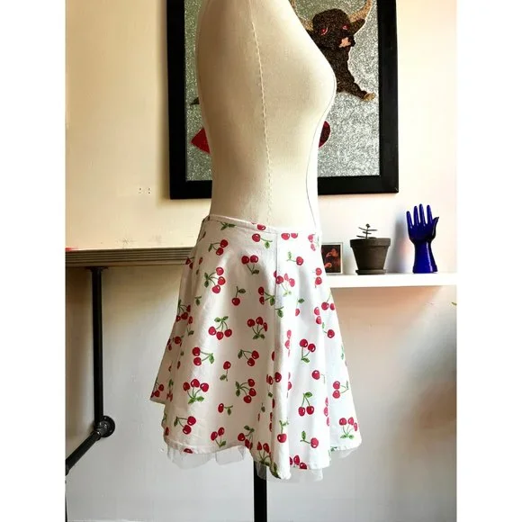 Y2K vintage mini skirt cherry print pin up 29W - Picture 2 of 7